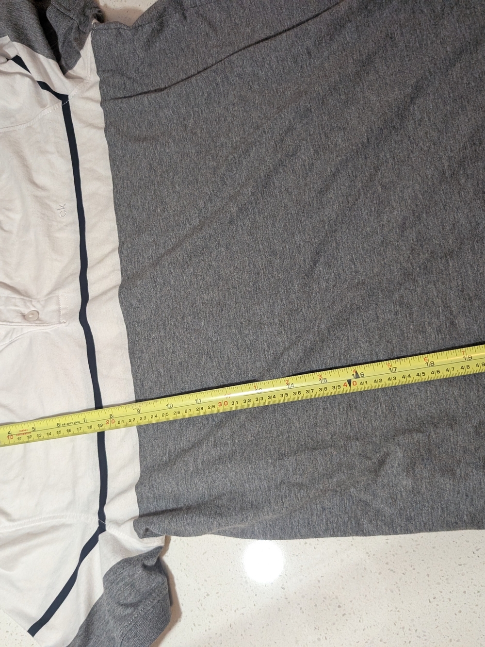 Calvin Klein boy White Polo with Navy Stripe - Picture 4 of 4